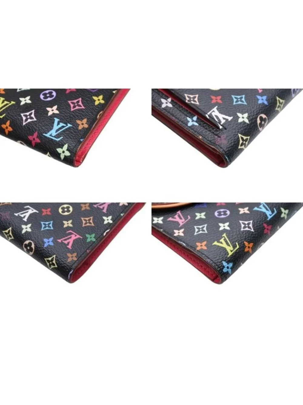 Louis Vuitton Portefeuille Trifold Wallet Grenat Multicolor Leather Gold